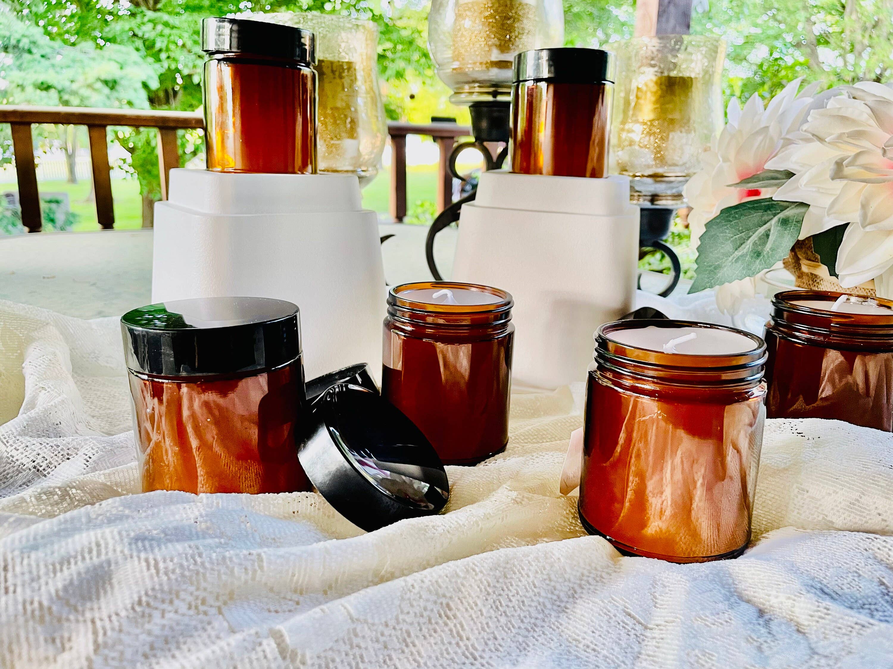 LuvinbyJessica.etsy.com - Wholesale Jar/Filled Candle - Personalized Candles Scented Candle Amber Glass Jars8