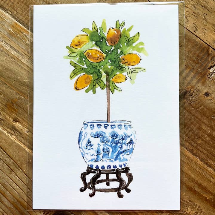 Georgia Lanette Art - Wholesale Art Print - Lemon Topiary Art Print 5x7
