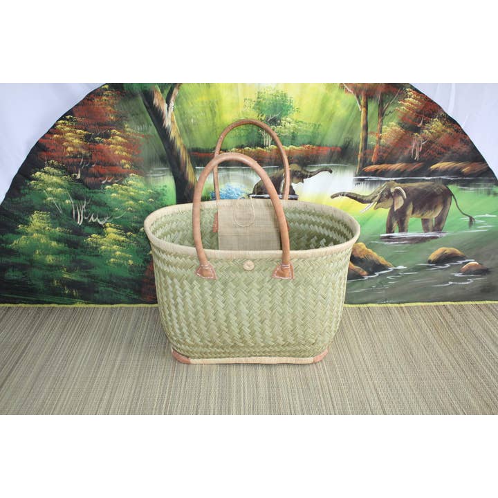 Boutique Huléti - Wholesale Beach Bag - NICE Straw tote bag basket - 3 SIZES - Long handles - ideal shopping, markets, work, beach... raffia rush palm tree7