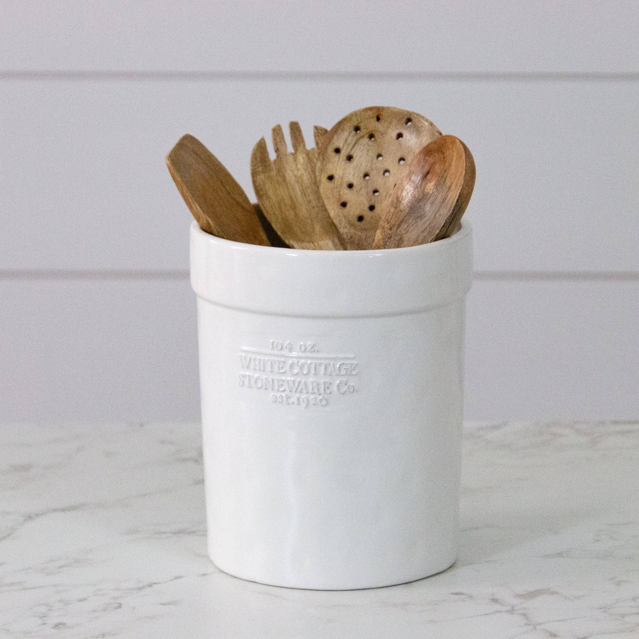 Audrey's Home & Gift - Wholesale Utensil Holder - White Cottage Utensil Crock (PC)1