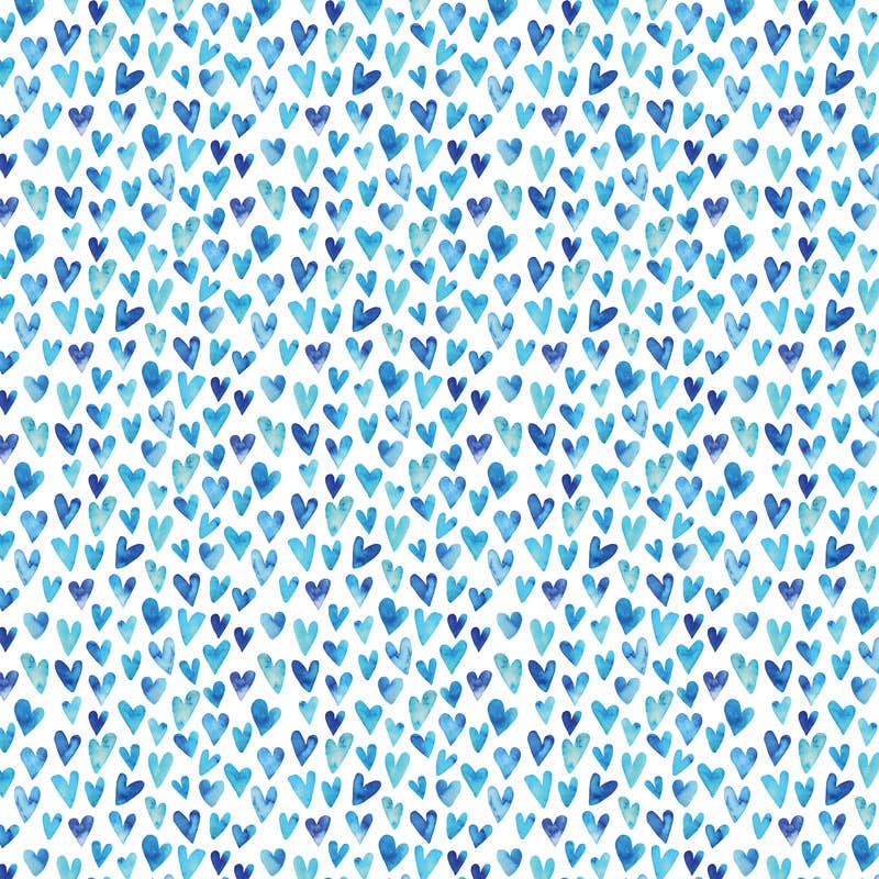 Paper House Productions - Wholesale Scrapbook - Bright Blue Watercolor Hearts 12 x 12 Scrapbook Paper2