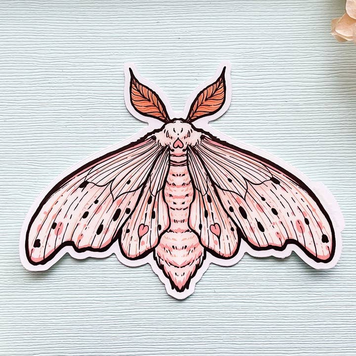 Alum and Ink - Wholesale Sticker - Poodle Moth (Domestic Silk Moth, Bombyx mori) Clear Vinyl Sticker6