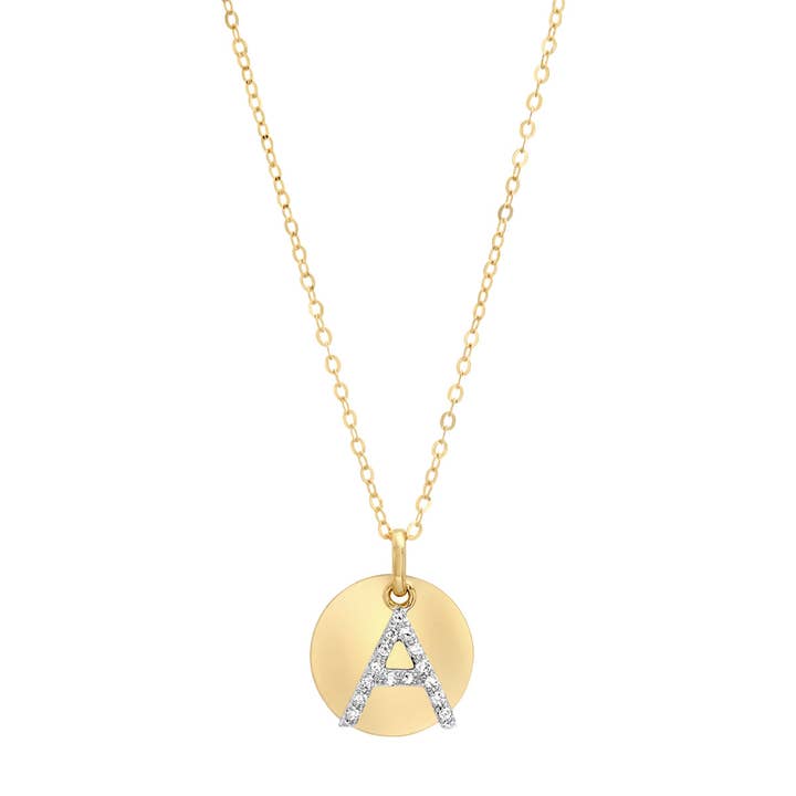 Pave Diamond 14K Gold Initials on disc for wholesale by Elliot Young Fine Jewelry