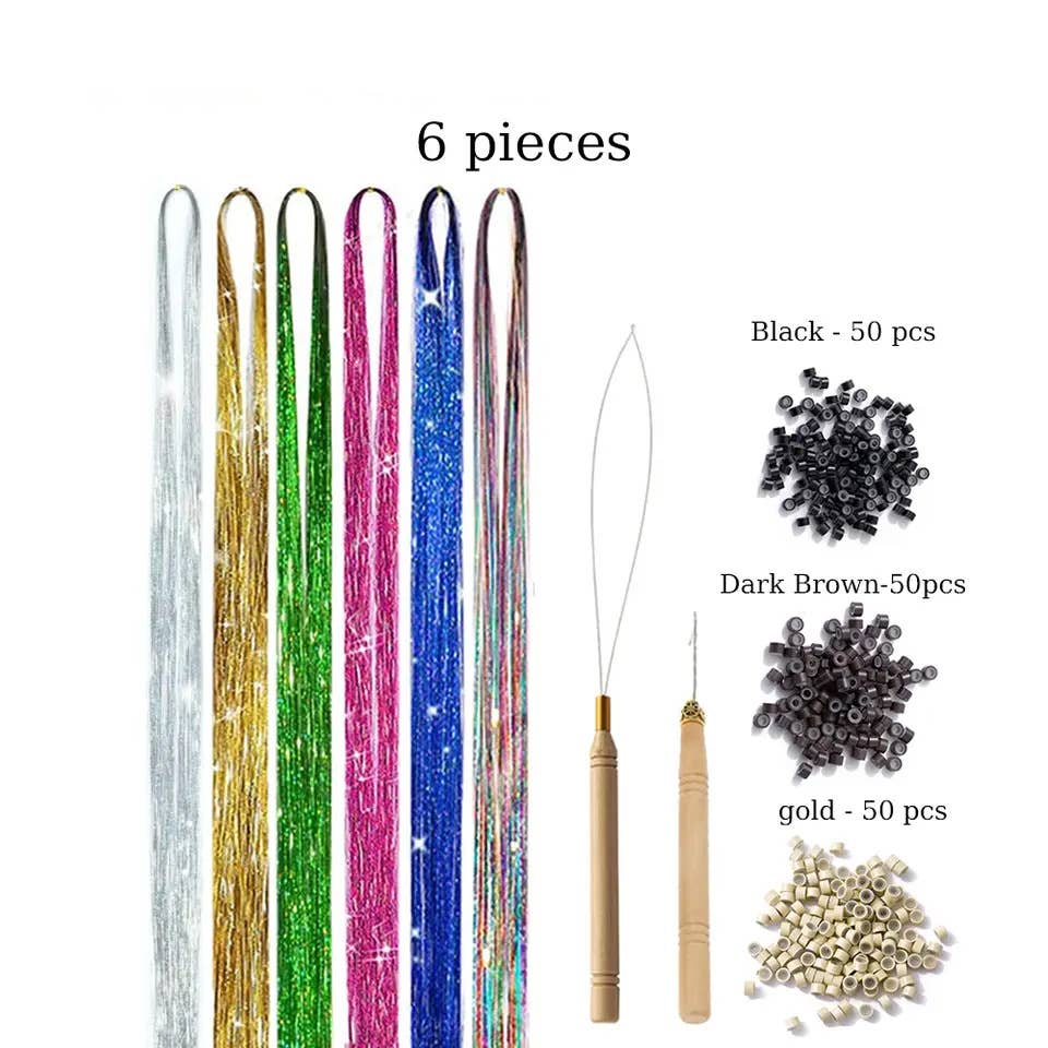 AK Brand - Vente Extensions de cheveux - Kit de Tinsels Étincelants pour Extensions de Cheveux15