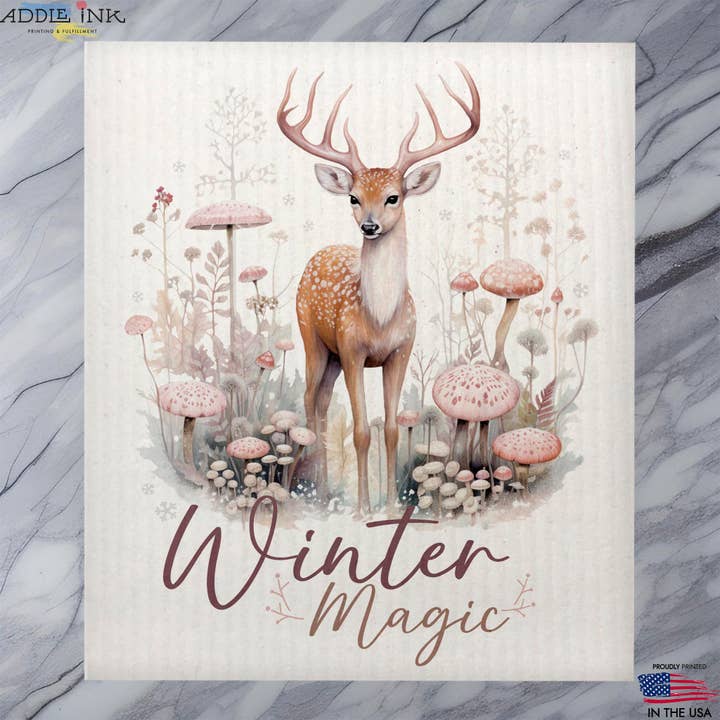 Strofinaccio Winter Magic Funghroom Reindeer Woodland per la vendita all'ingrosso da parte di ADDLE iNK