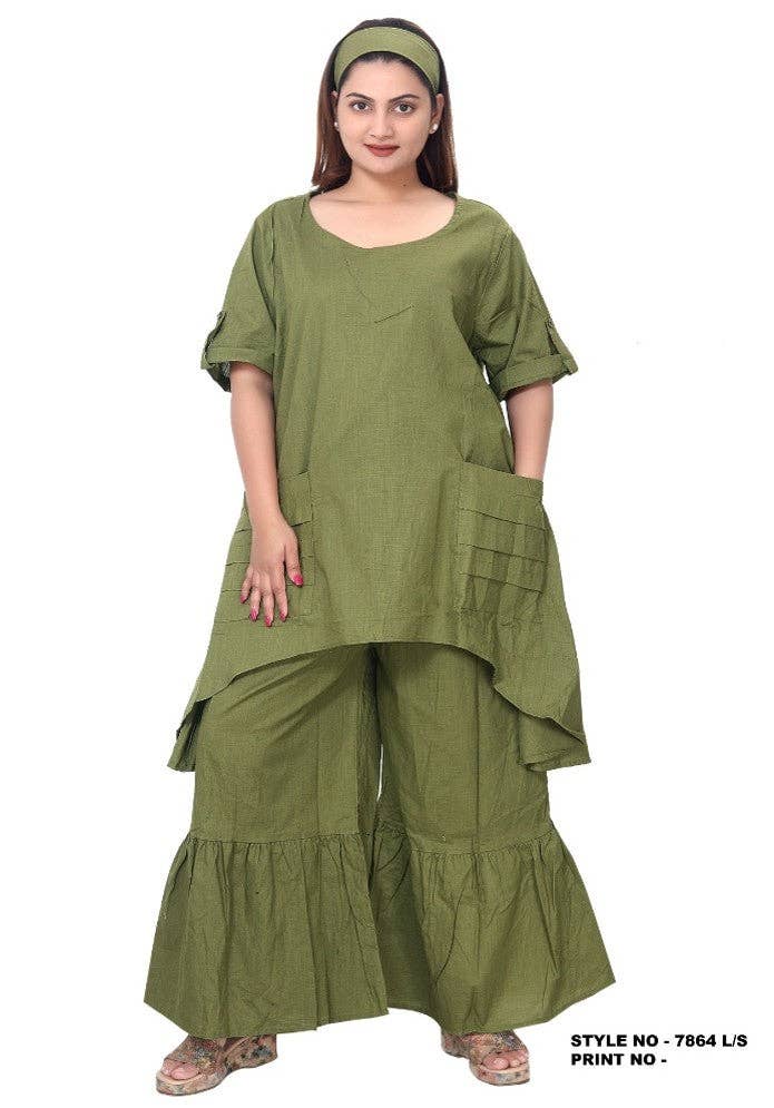 India Batik - Wholesale Top & Pant Set (NOT Loungewear) - Women's - Linen Set/  Pant &  Blouse Set - 7864 1