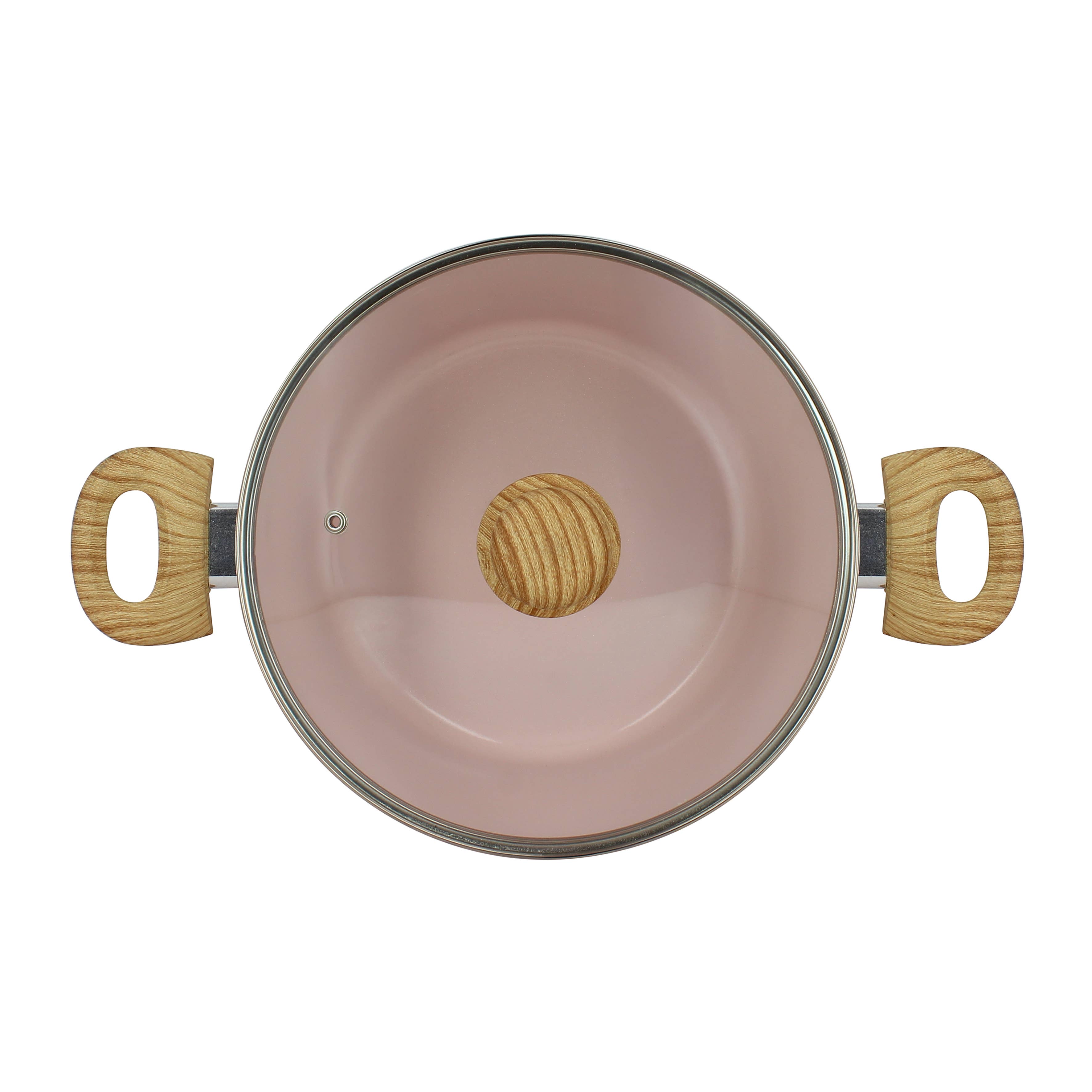 Menastyl - Wholesale Kookpot - Roze Dutch oven van 24 cm van gerecycled aluminium met glazen deksel2