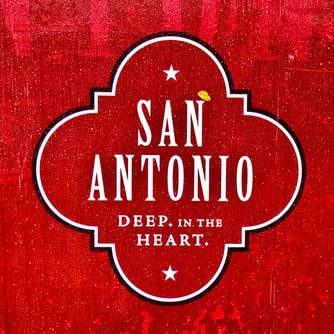 Le dessous de verre rouge de San Antonio pour la vente par South Austin Gallery