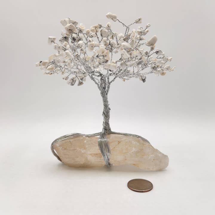 Meraki Gemstones - Wholesale Spiritual Stone/Crystal - Gemstone Tree-White Howlite with Clear Quartz w/Silver Wire4