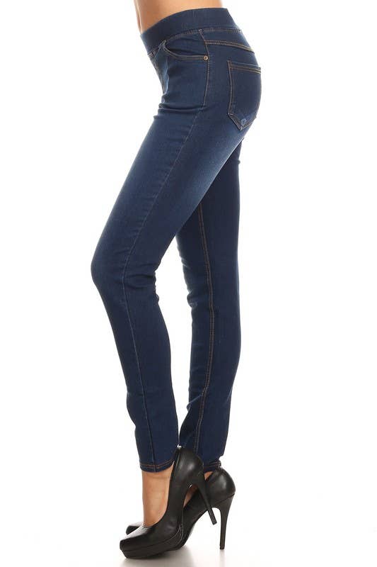 Color 5 - Wholesale Jeans - Women's - Solid color pre washed pull on denim skinny pull on jeggings7