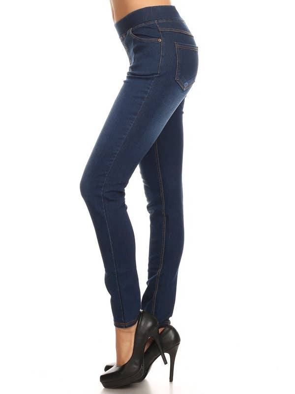 Color 5 - Wholesale Jeans - Women's - Solid color pre washed pull on denim skinny pull on jeggings7