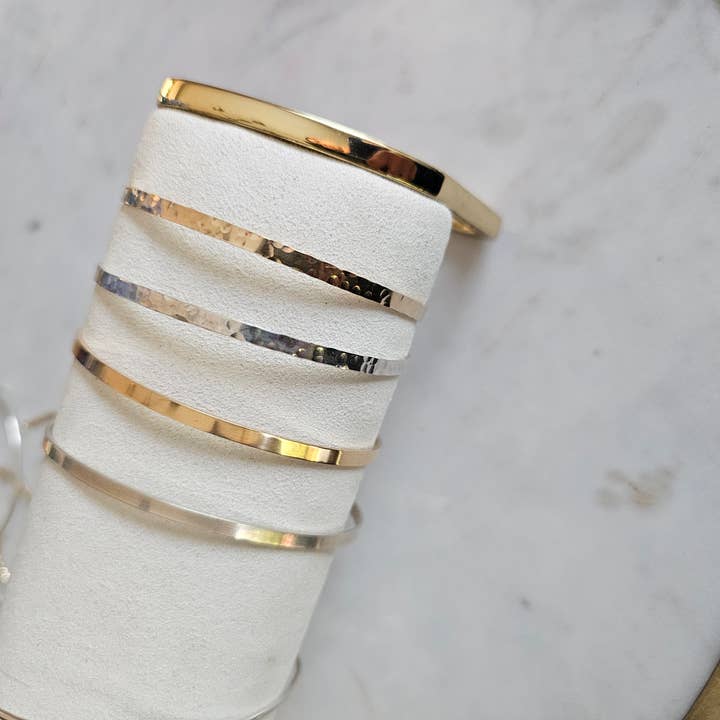 Half Moon Jewelry Designs - Wholesale Bangle Bracelet - Permanent bangle (Wide Hammered Cuff), Bangle blank PJ4