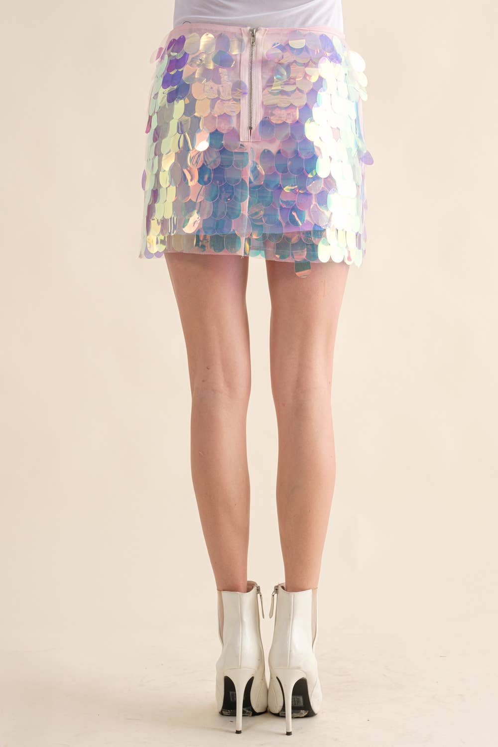 32927S - Iridescent Disc Sequin Mini Skirt for wholesale on Faire3