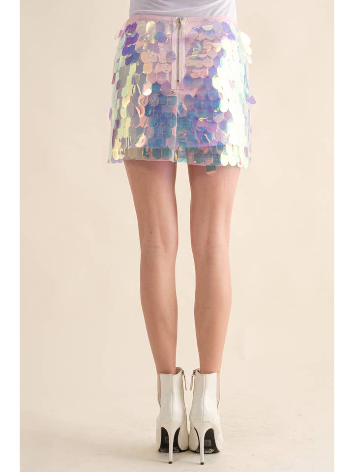 32927S - Iridescent Disc Sequin Mini Skirt for wholesale on Faire3