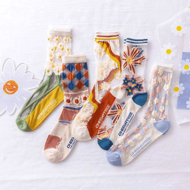 Tourtiwi - Wholesale Socks - Women's - Lace mesh breathable thin glass silk socks crystal socks9