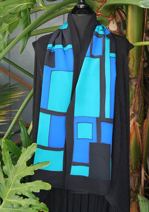 Kavita - Wholesale Scarf - Women's - HANDPAINTED SILK GEOMETRIC SCARVES7