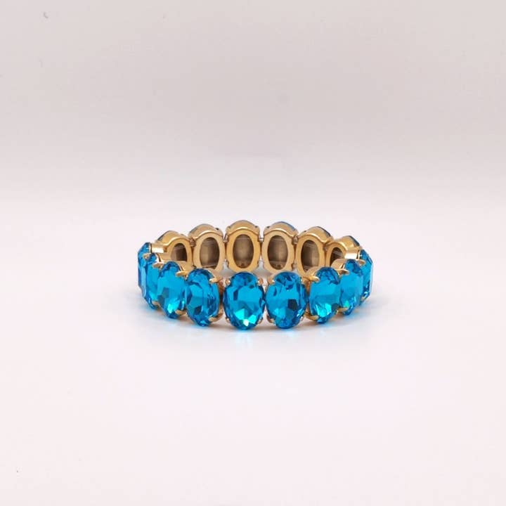 Bracelets en pierres ovales Elastic Lux - Aqua Ovp pour la vente par QUÉ MÁS JEWELS