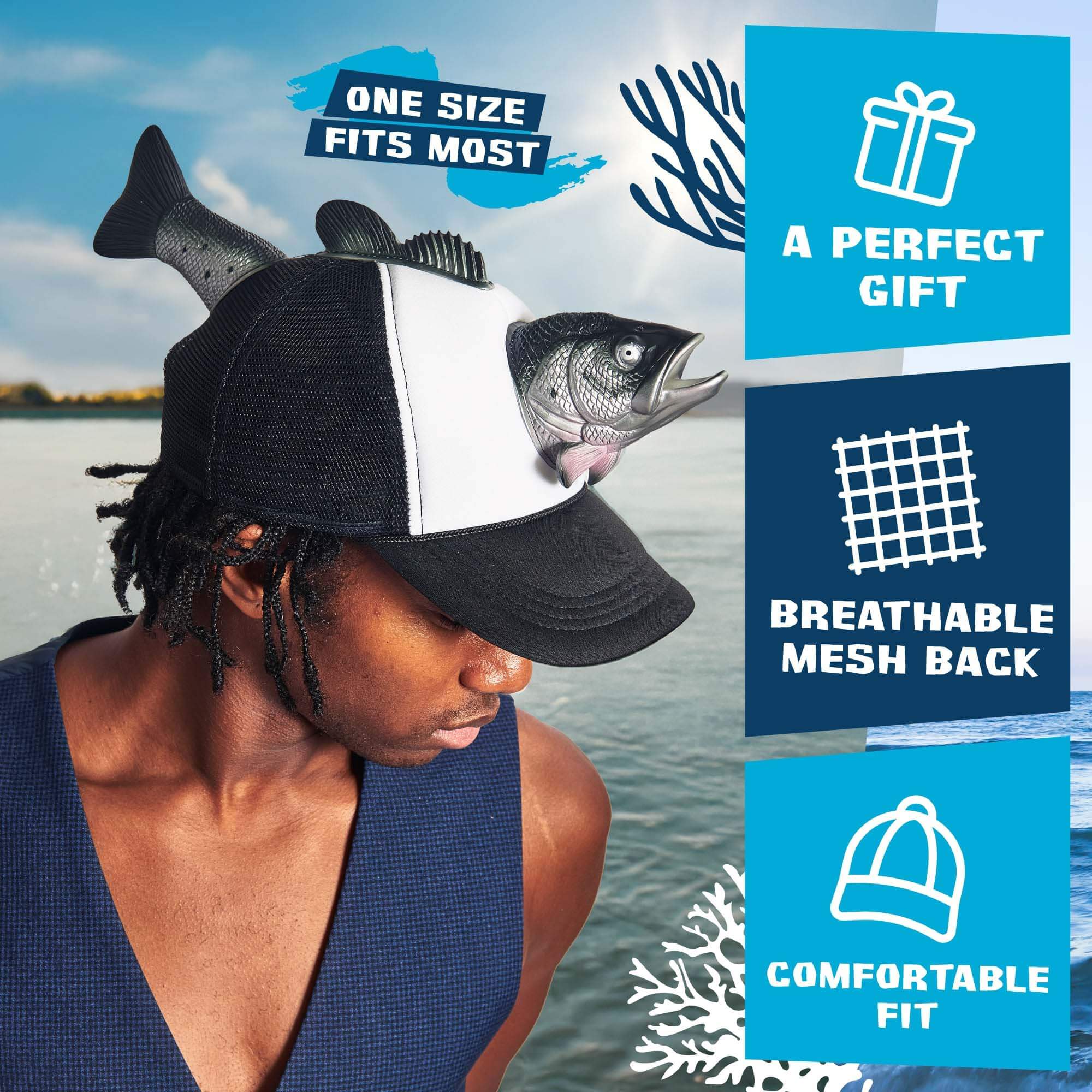 Coddies - Venta al por mayor Gorra trucker - Unisex - Sombrero de pez Coddies® Bass13