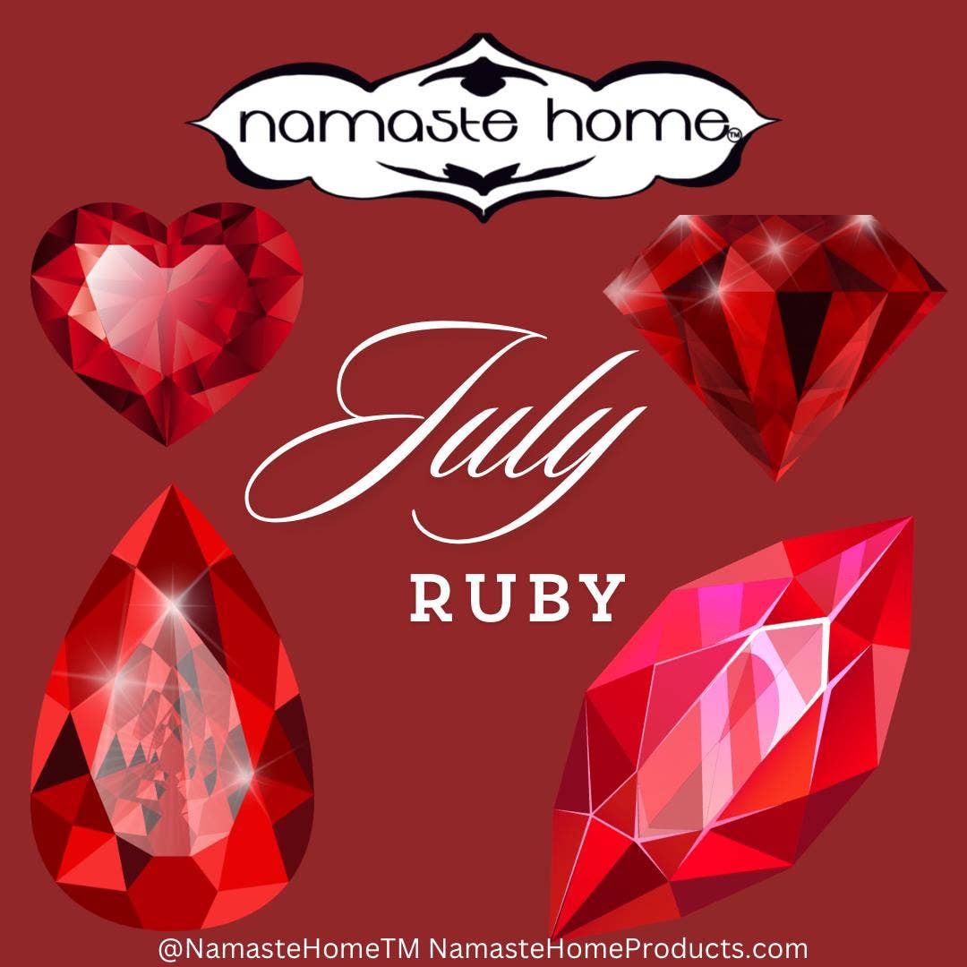 Namaste Home - Wholesale Bath & Body Set - July Birthstone Spa Set, Pampering Gift Set, Gift for Mom, Daughter, Ruby Birthstone, Sage Smudge, Candle, Soap, Bath Bo4