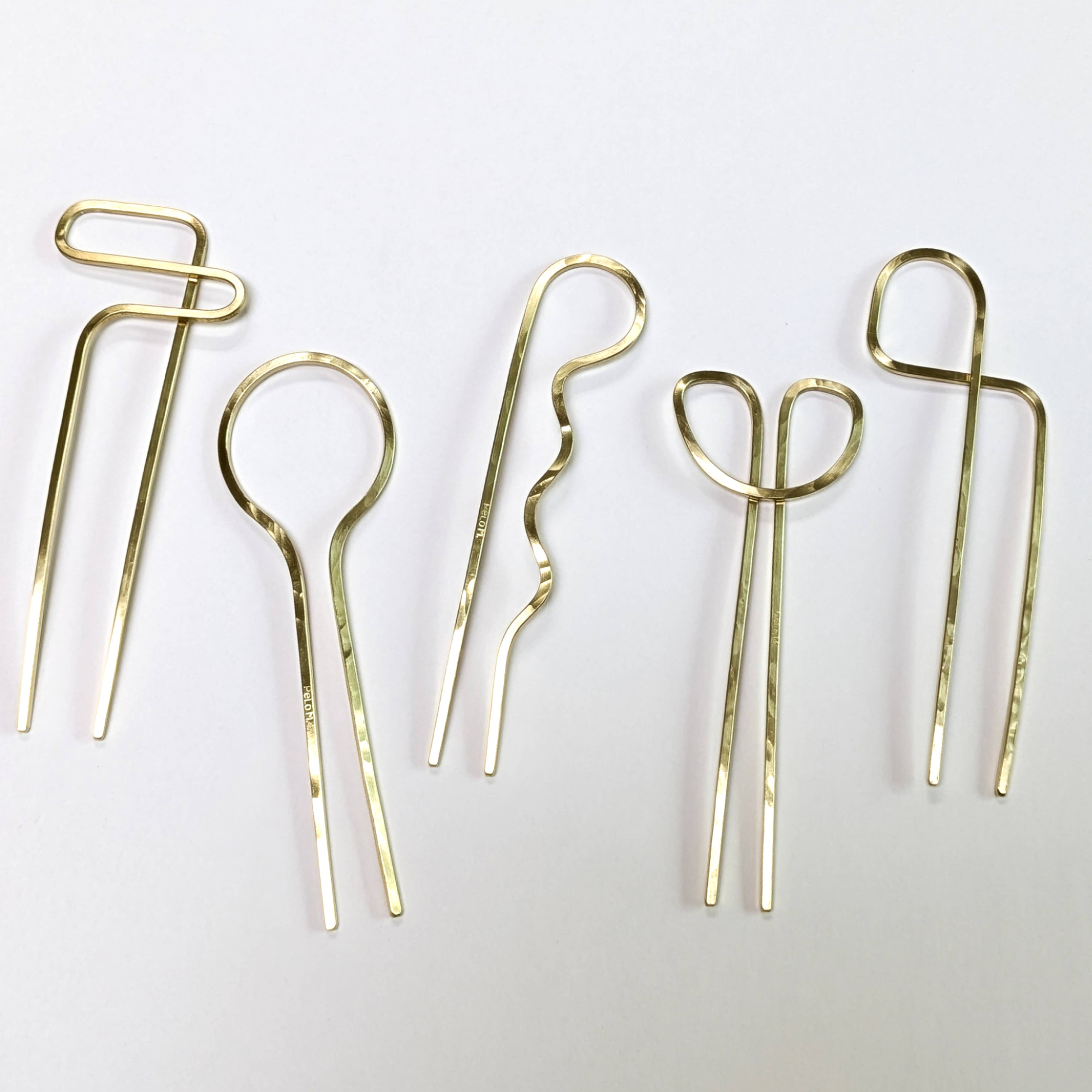 PeLo Modern Hair – wholesale Hair pin – Medium Super Sculpture Hair Forks in Brass - 5 Assorted8