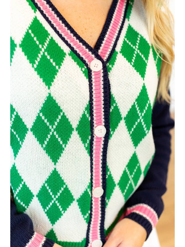 Multi Argyle Cardigan Sweater for wholesale on Faire