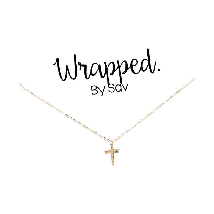 Girocollo Croce Dorata per la vendita all'ingrosso da parte di Wrapped. By Sav