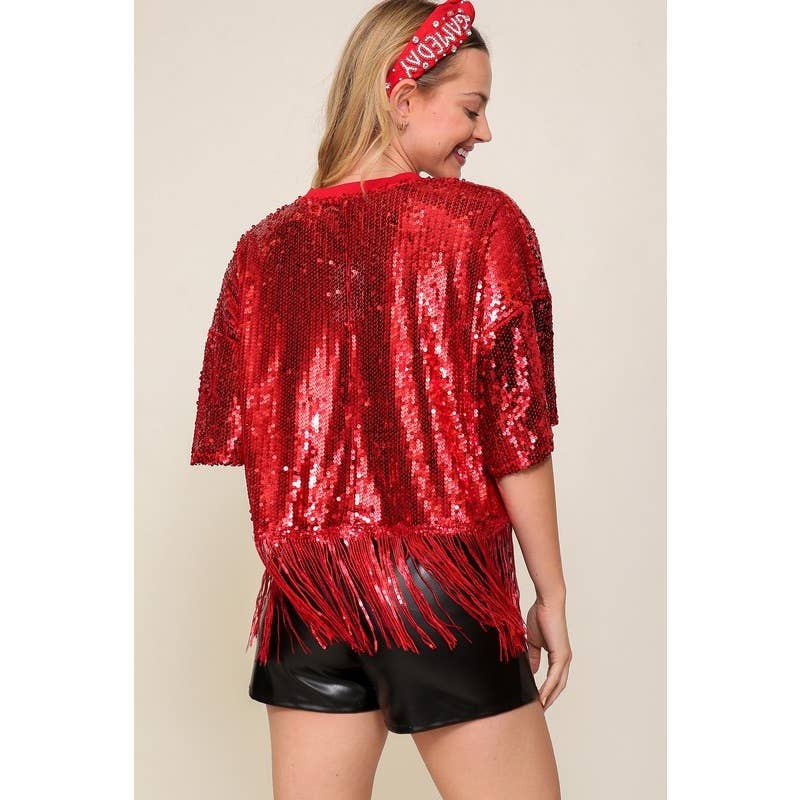 Paperdoll - Wholesale Blouse - Women's - Game day sequin fringe top7
