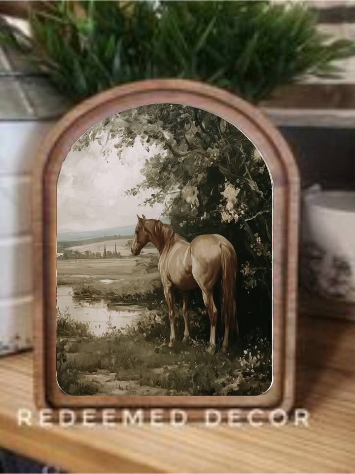 Arte enmarcado de palomino con arco superior para venta al por mayor de Redeemed Decor