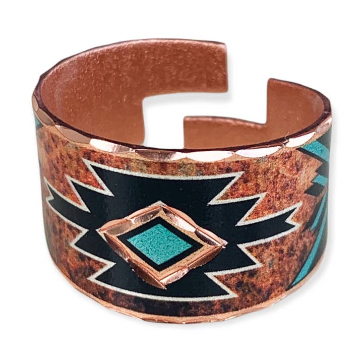 COPPER ARTS INC. - Wholesale Cocktail/Statement Ring - RC 715 Burgundy turquoise Native American rings