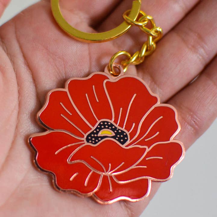 Arlo Goods - Wholesale Keychain - Women's - Red Poppy Enamel Keychain