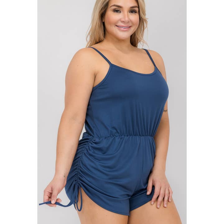 PLUS SIZE SIDE RUCHED ROMPER for wholesale by Curve Market