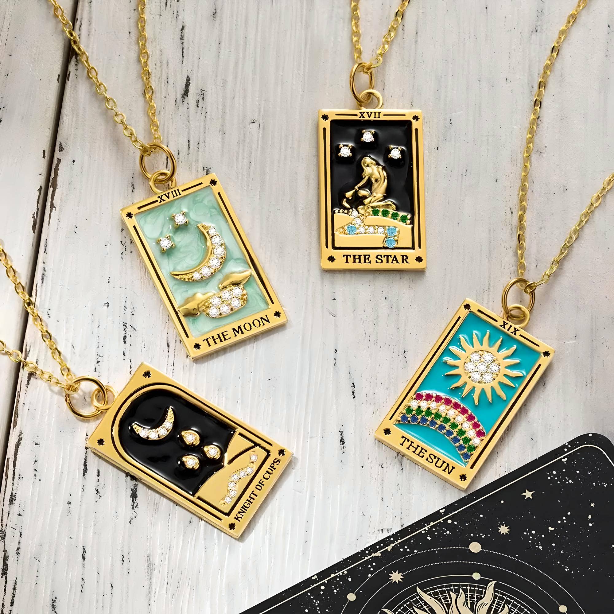 Wild & Free - Wholesale Pendant/Charm Necklace - Tarot Card Pendant Necklace, Enamel Tarot Necklace6