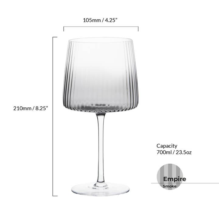 Anton Studio Designs - Wholesale Cocktail/Liquor Glass - Set of 2 Empire Smoke Grey Gin Glasses - Cocktail Glass Set