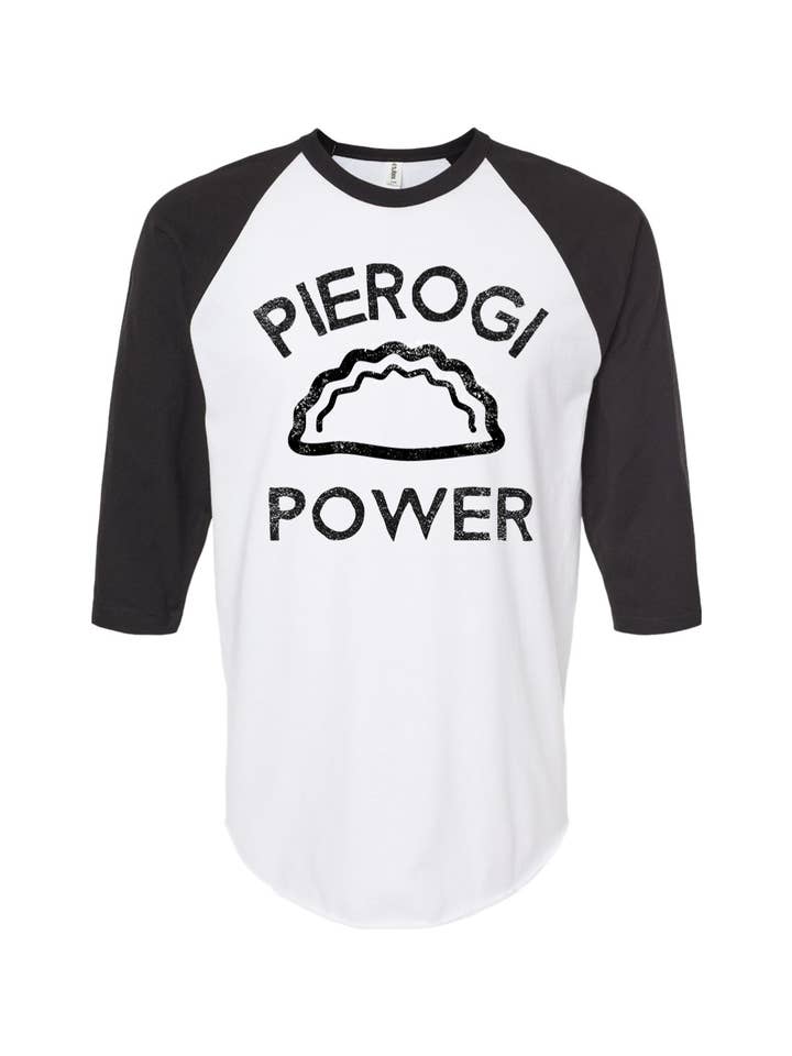 Yinzylvania - Wholesale Screen printed t-shirt – unisex - Pierogi Power - Raglan T-Shirt1