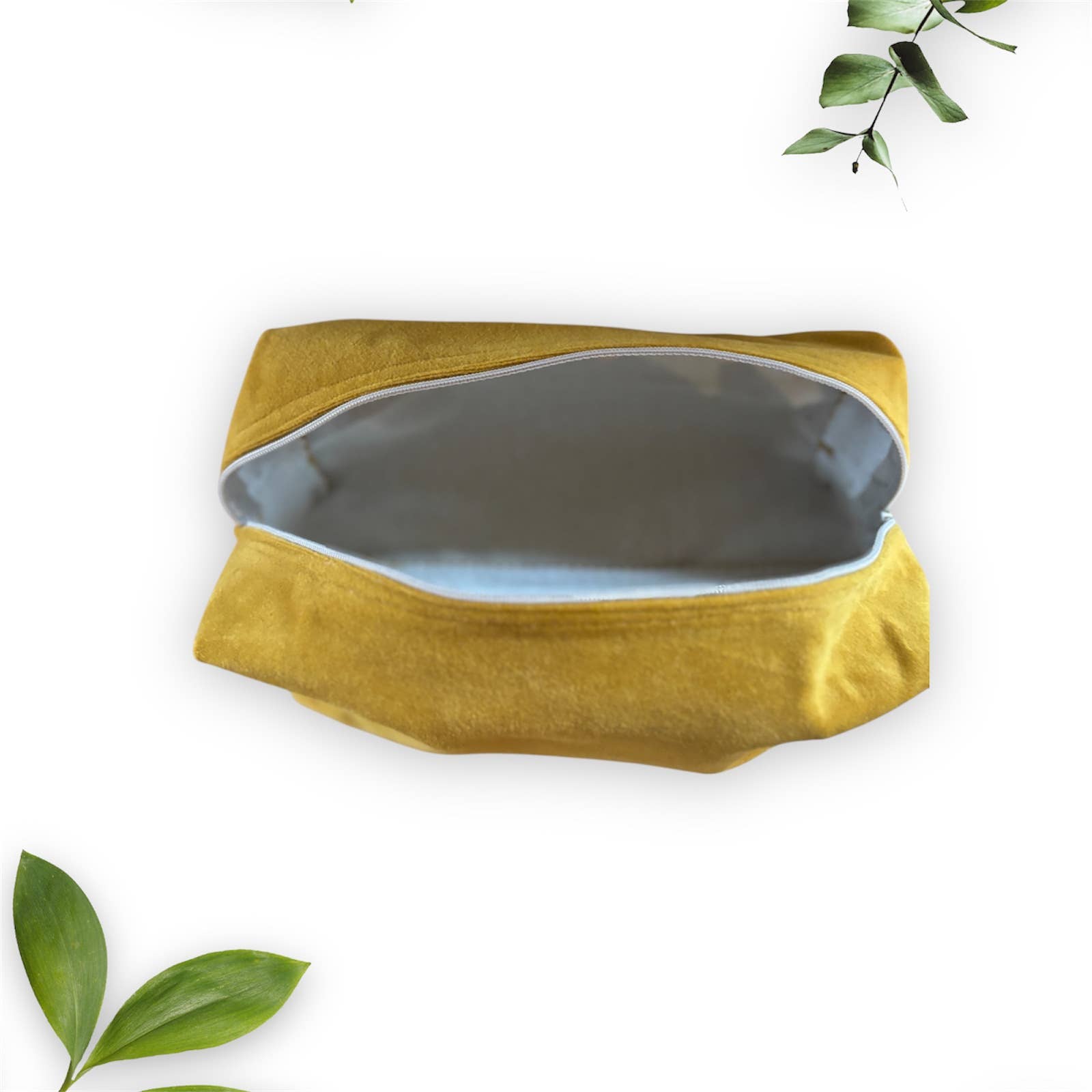 everydaybags.gifts - Vendita all'ingrosso Beauty case - Donna - Borsa da toilette in velluto senape fatto a mano – Articoli da viaggio3