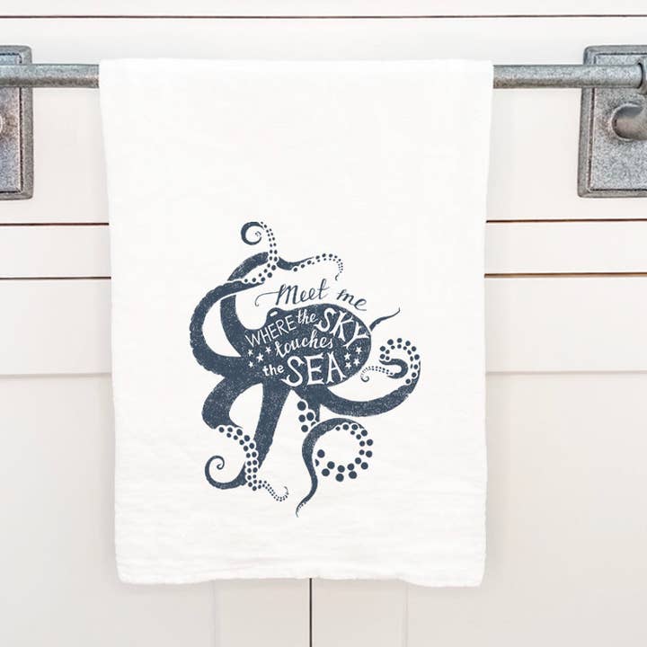 Meet Me (Octopus) - Cotton Tea Towel for wholesale by Cottage Shore