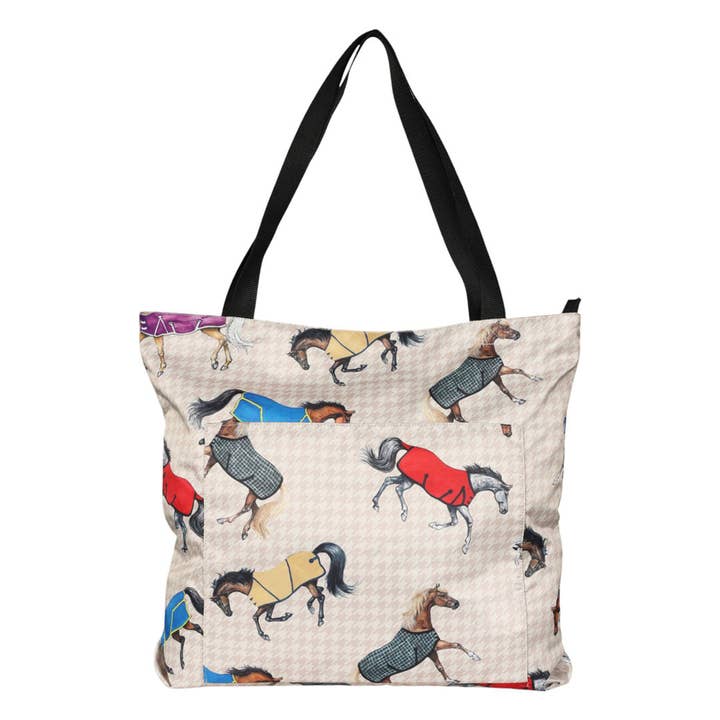 AWST Int'l Lila Horses in Blankets Tote Bag for wholesale by AWST Intl
