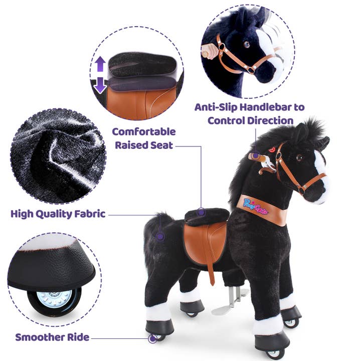 PonyCycle - Wholesale Stuffed/Plush Toy - Kids & Baby - PonyCycle Ride-On Black Horse | Plush Animal Riding Pony Toy8