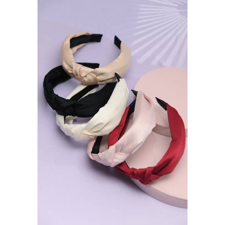 JOSSLYN by wall to wall - Wholesale Fashion Headband - Women's - WIDE KNOTTED SATIN HEADBAND | 40HB121