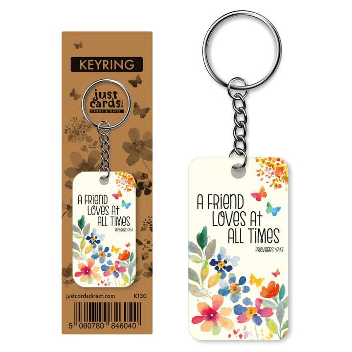 A Friend Loves Wooden Keyring on Chain for wholesale by Just Cards Direct