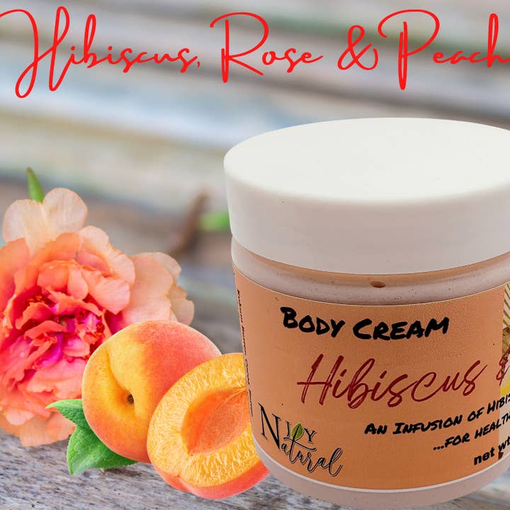 Hibiscus, Rose and Peach Body Cream, 6 oz. for wholesale by NJOY Natural