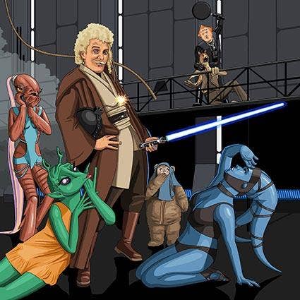 Greeting Card - Jim'll Paint It - Flashheart in Star Wars for wholesale by Lesser Spotted Images Ltd