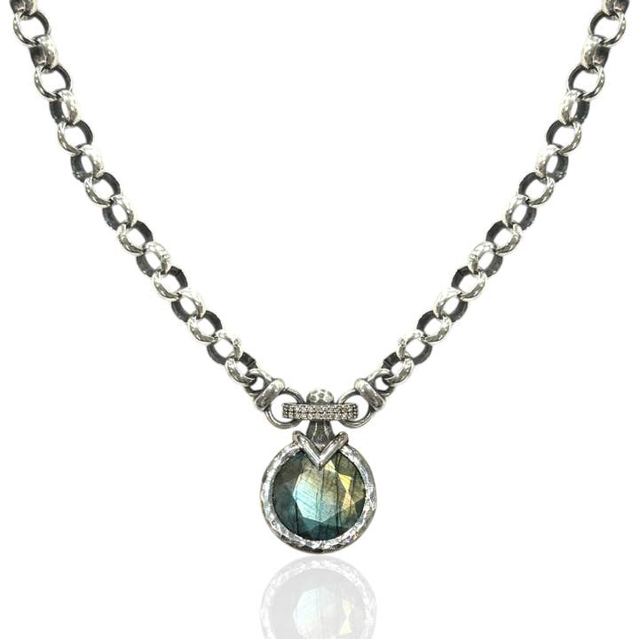 Vintage Silver Vecchio Labradorite Necklace for wholesale by TAT2 DESIGNS