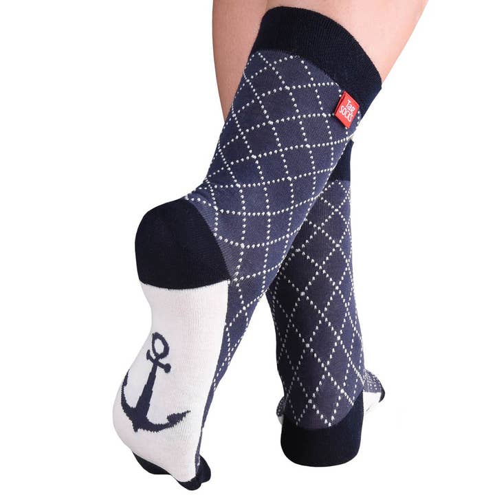 Deep Sea sokker med diamantmønster og ankerdetalje for engroshandel hos TAG SOCKS