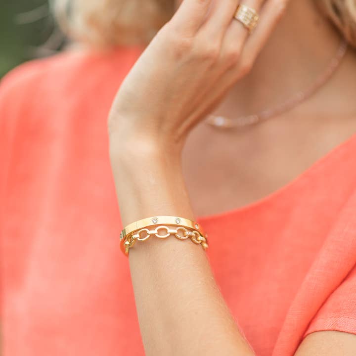 Splendid Iris - Wholesale Bangle Bracelet - Cubic Zirconia Hinged Bracelet3