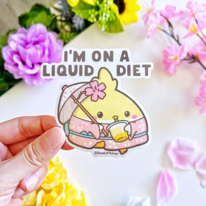 Pegatina de vinilo (transparente) "Estoy a dieta líquida" para venta al por mayor de SumLilThings