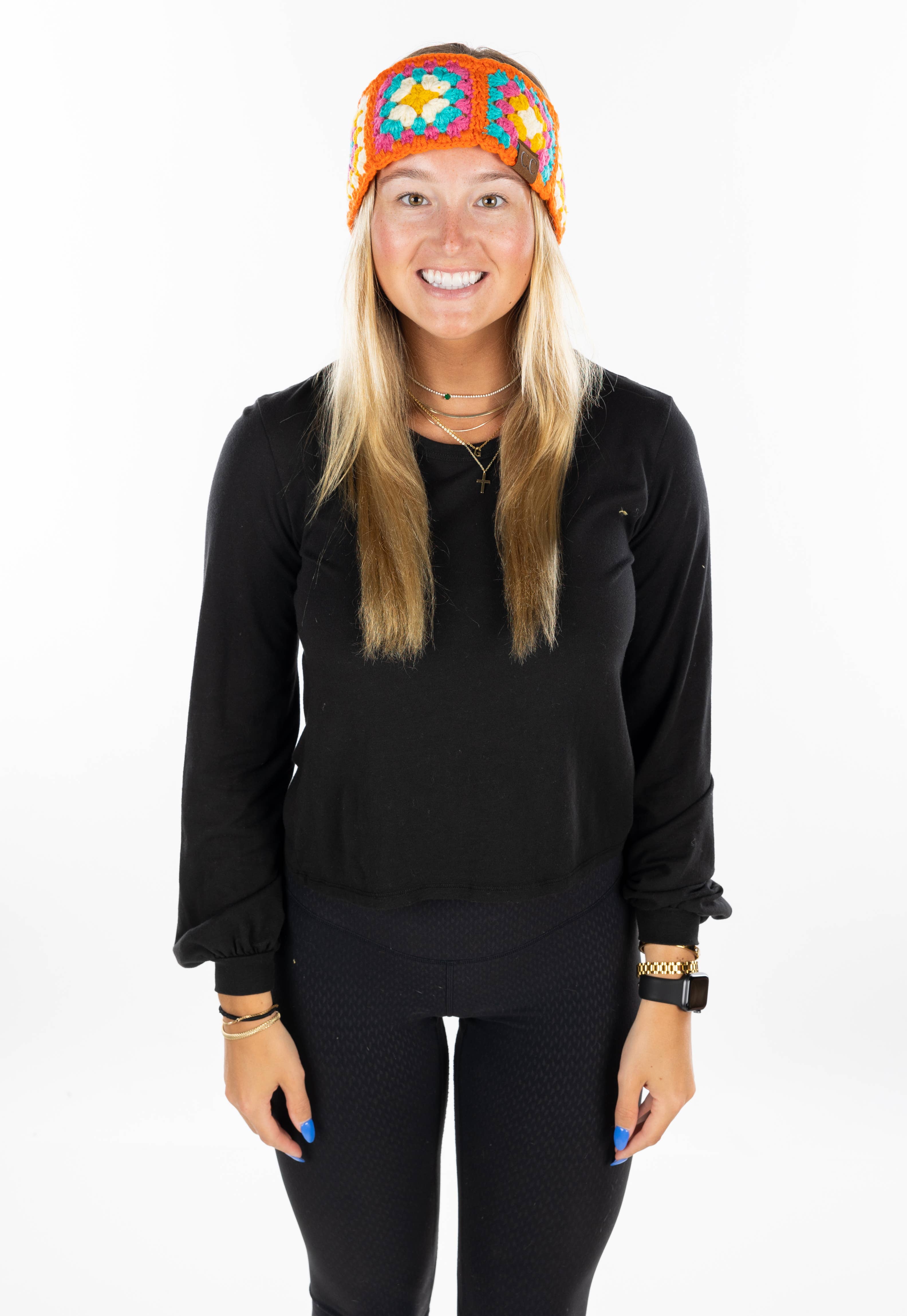 Funky Junque - Wholesale Fashion Headband - Women's - Multi-Color Crochet Headwrap - Orange2