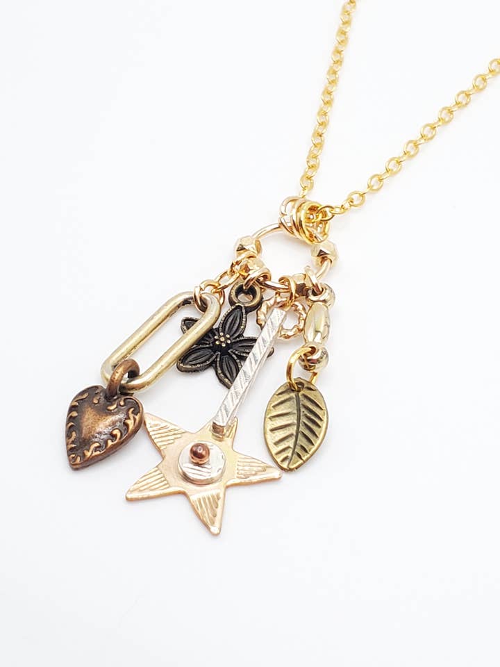 Necklace, Charm, Mixed Metals, One-of-a-Kind for wholesale by Jezabel Adornment