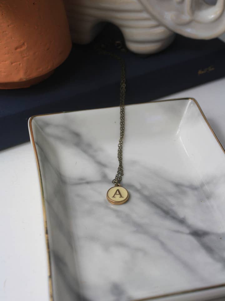 Yellow + Bronze Initial Necklace for wholesale by Hearts Undone