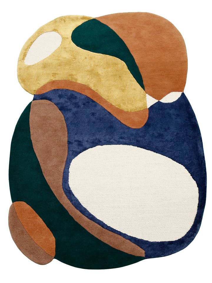 Riverstone Pattern Multicolor Hand Tufted 5x8 Wool Rug for wholesale by The Rug Decor, Inc.